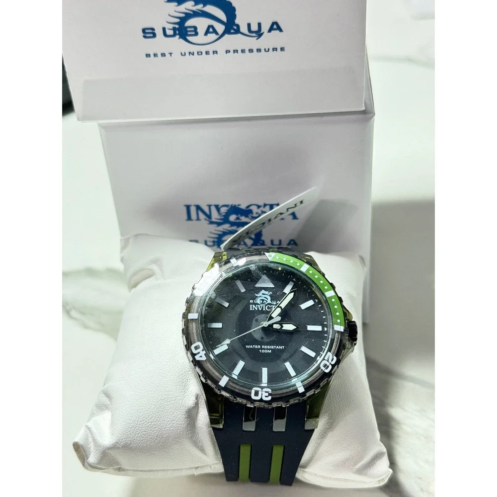 Invicta Subaqua Watch 70035 Black Lime Green Silicone 100M Water Resistant New